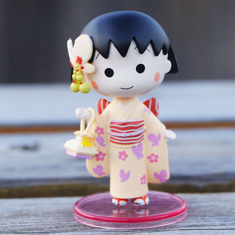 Búp Bê Anime Maruko Mặc Kimono Dễ Thương Để Bàn Trang Trí