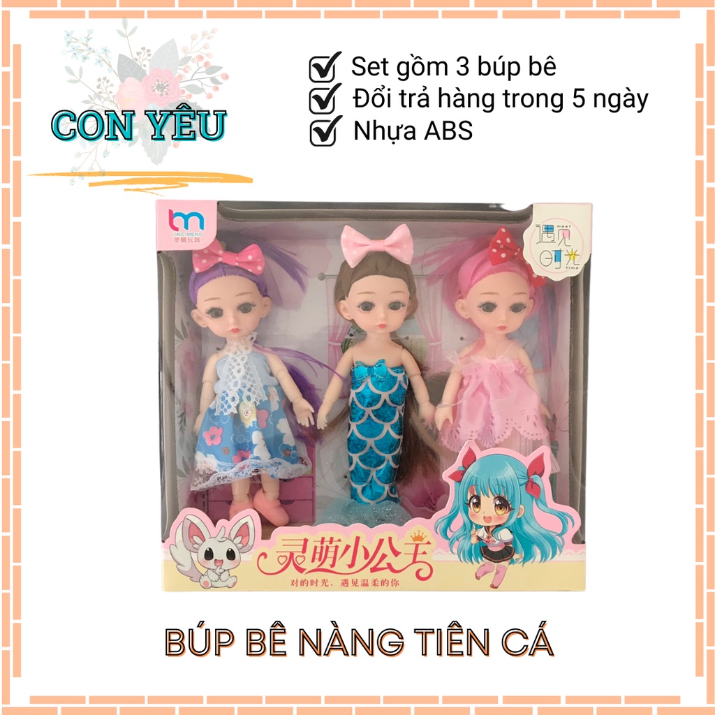 Combo 3 búp bê nàng tiên cá size trung