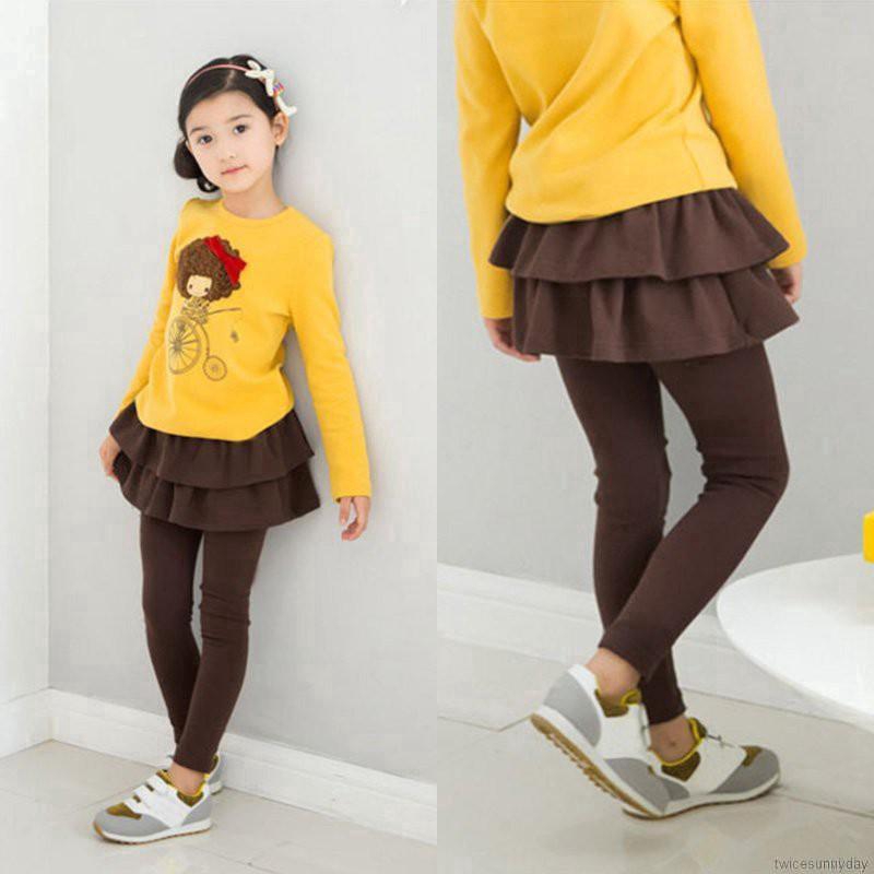 Quần legging phối chân váy xòe xinh xắn dành cho bé gái