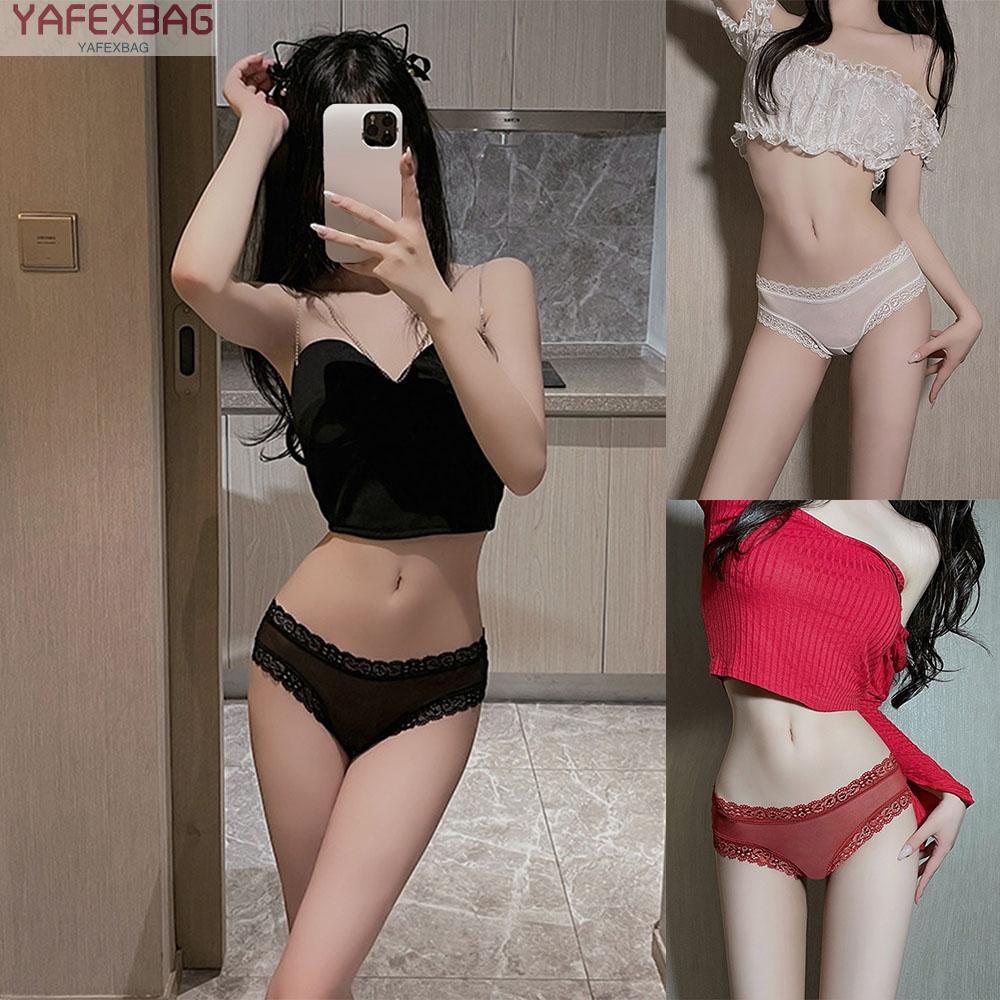 Womens Lace Sheer Panties Hipless Thong Ultrathin Crotchless Seethrough Briefs WhhiFrZ