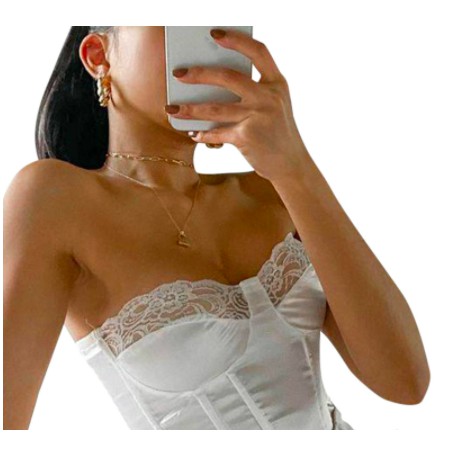 Áo corset phối ren