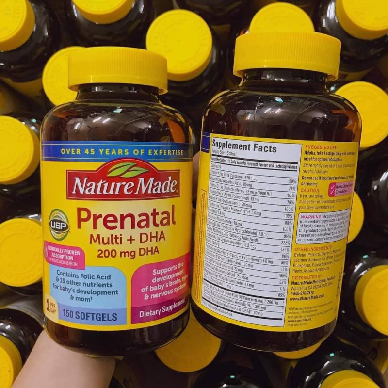 Vitamin tổng hợp bầu Mỹ Prenatal + DHA 200ml
 150 viên