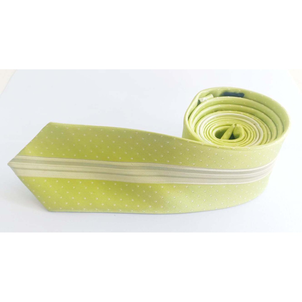 Cà Vạt Nam (CV - 36) Màu Xanh Chuối Chấm Bi Sọc trắng Thời Trang (Ngọc Tuệ Shop)