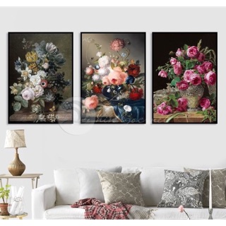 Tranh CANVAS bộ 3 tấm bình hoa đẹp
