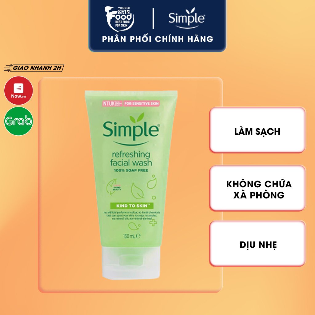 Sữa Rửa Mặt Dạng Gel Dịu Nhẹ Simple Kind To Skin Refreshing Facial Wash 150ml