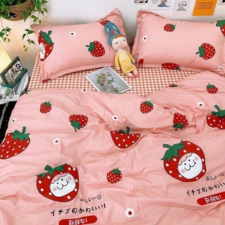 Bộ chăn ga gối , coton poly Emmibedding họa tiết hoa quả đủ size miễn phí bo chun