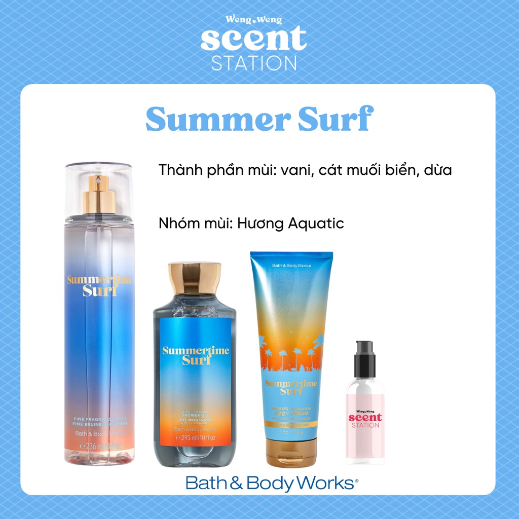 Bộ Sản Phẩm Chăm Sóc Cơ Thể Toàn Diện BBW mùi Summertime Surf