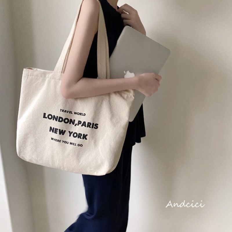 Túi vải/túi tote Vintage London, paris