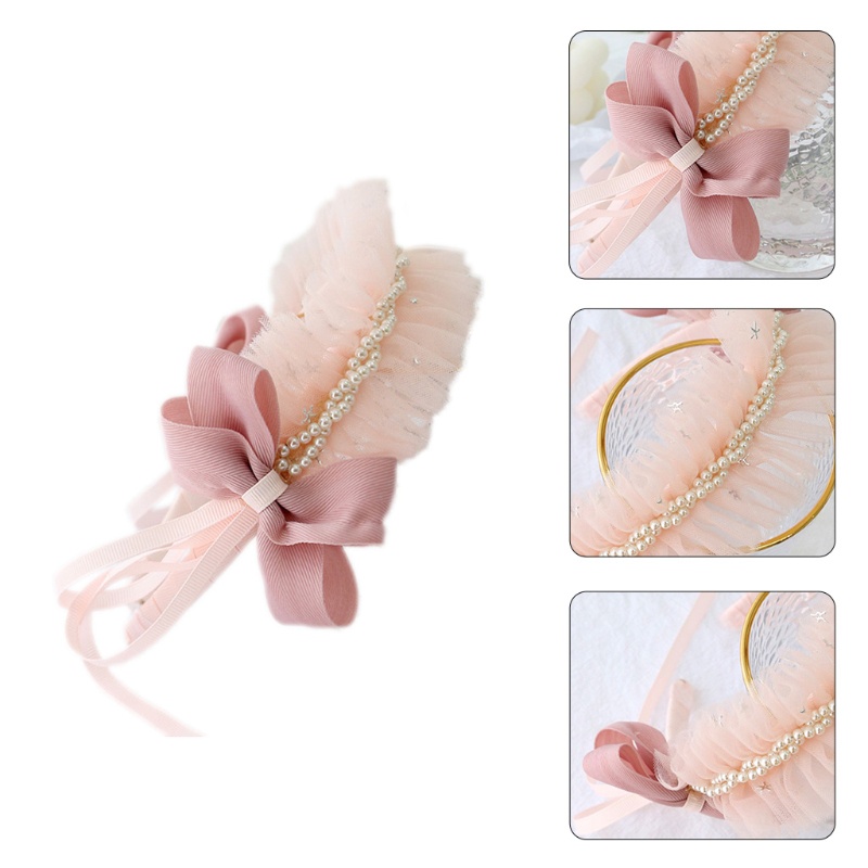 Youyo Băng Đô Hóa Trang Cô Hầu Gái Viền Ren Xếp Ly Viền Ngọc Trai Cho Nữ