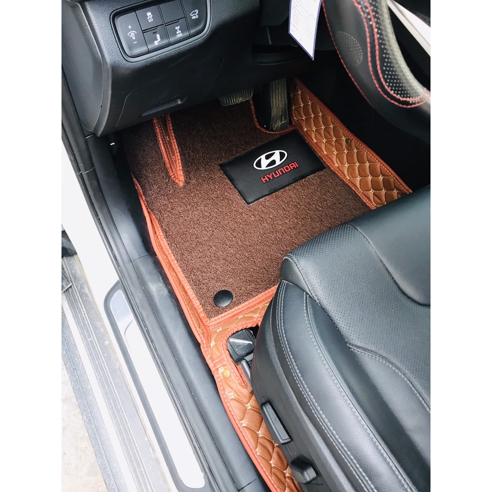 [Da Cacbon Elite] Thảm lót sàn ô tô - Thảm trải sàn ô tô 5D 6D da Cacbon Elite cao cấp HYUNDAI SANTAFE
