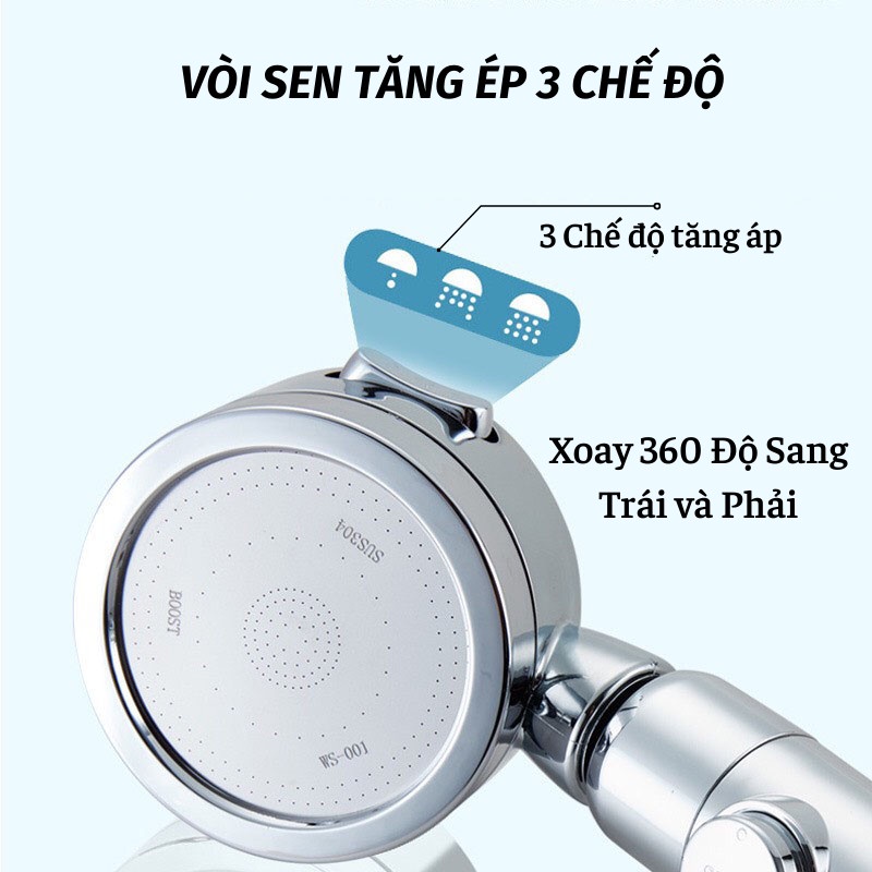 Vòi Sen Tăng Áp Vòi Hoa Sen Siêu Mạnh Tiết Kiệm Nước Không Gỉ Sun.z