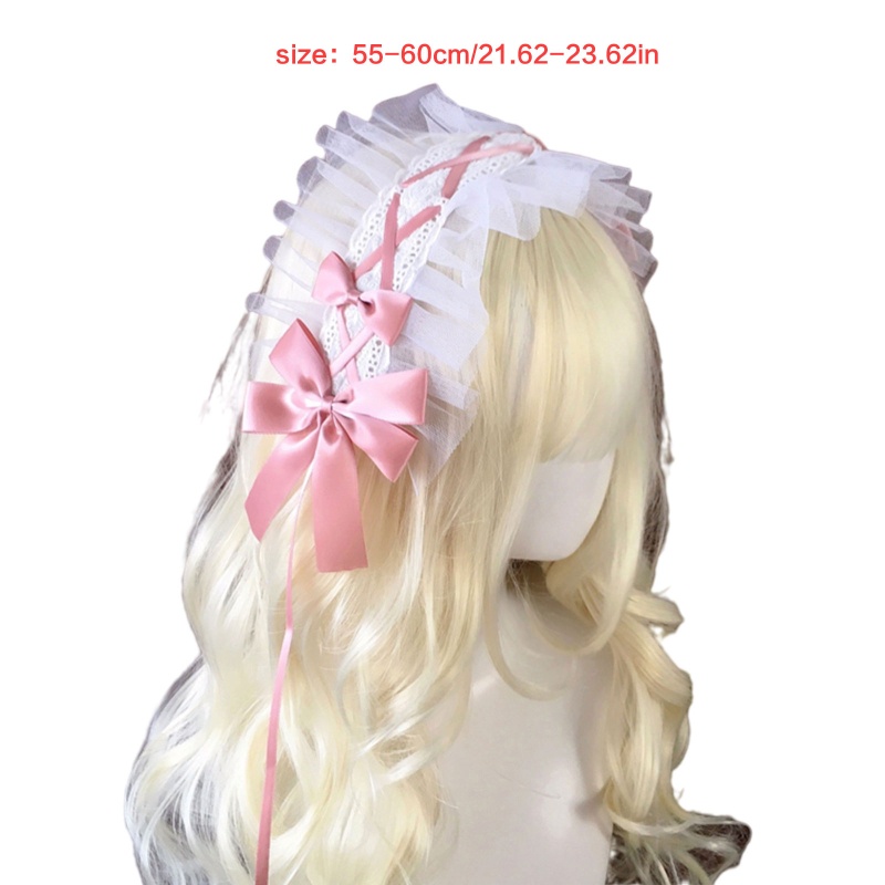 XIXI Băng Đô Cài Tóc Đính Nơ Ren Phong Cách Lolita Thanh Lịch Nhiều Màu Sắc Cho Nữ