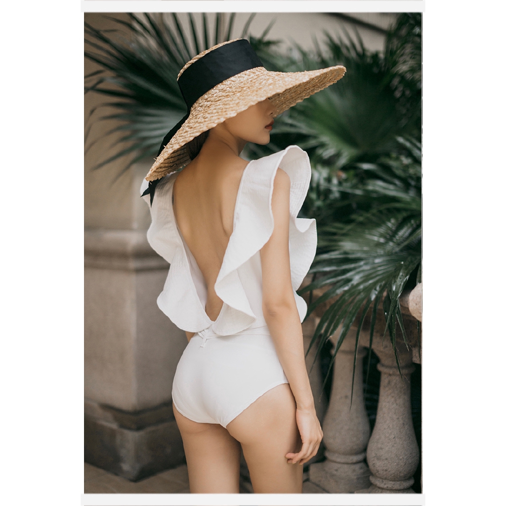 Đồ Bơi Một Mảnh Màu Trơn Thời Trang Vintage Cho Nữ