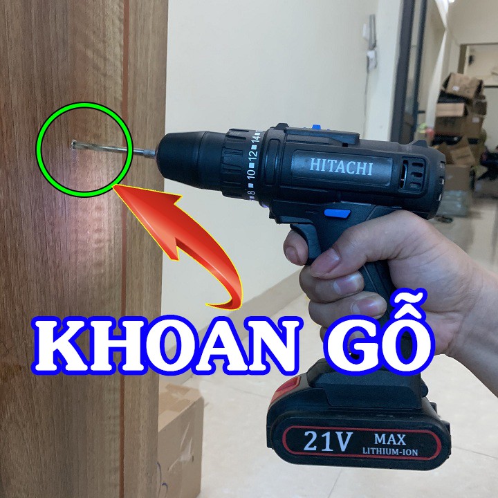 Khoan Pin 21V Hitachi Hộp Nhựa 2 Pin Chính Hãng