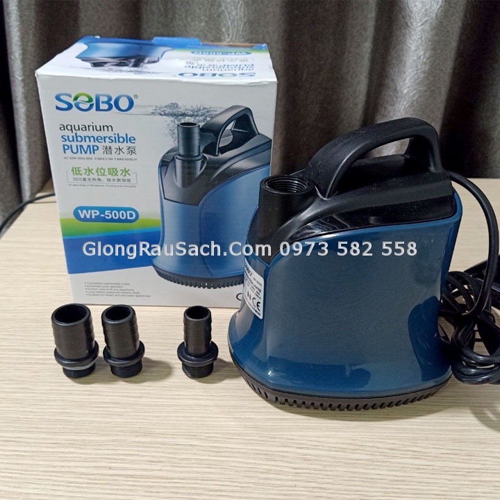 Máy Hút Đáy Bể Cá Bơm Nước Vòi Non Bộ SoBo 500D Công Suất 55W Đầu Ra 18mm và 22mm
