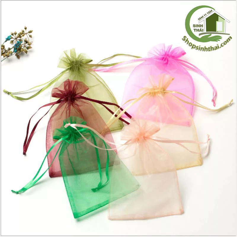 Túi vải voan dây rút màu xám - túi lớn 20x30cm - túi đựng mỹ phẩm, đựng bánh kẹo, quà tặng, hoa khô thơm