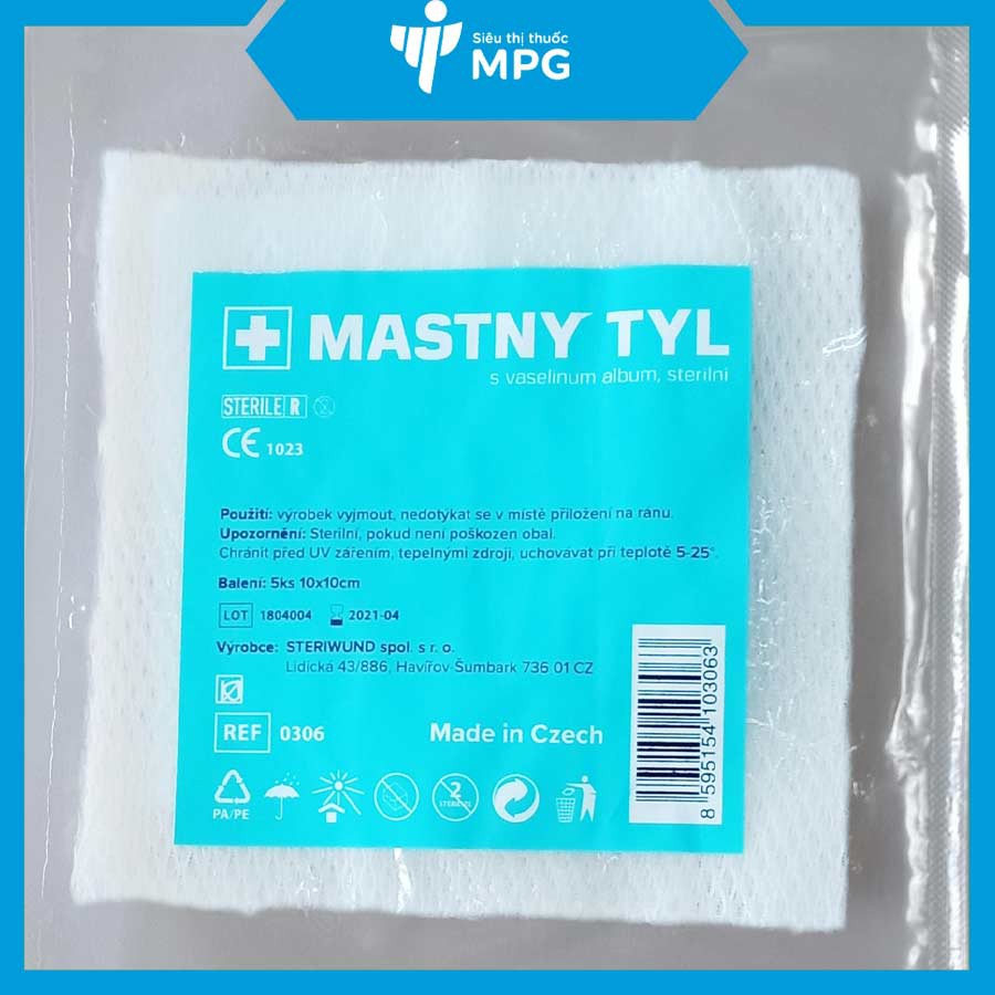 Gạc vaseline MASTNY TYL combo 5 miếng – Băng vết thương, vết loét, bỏng, duy trì độ ẩm và lành vết thương nhanh