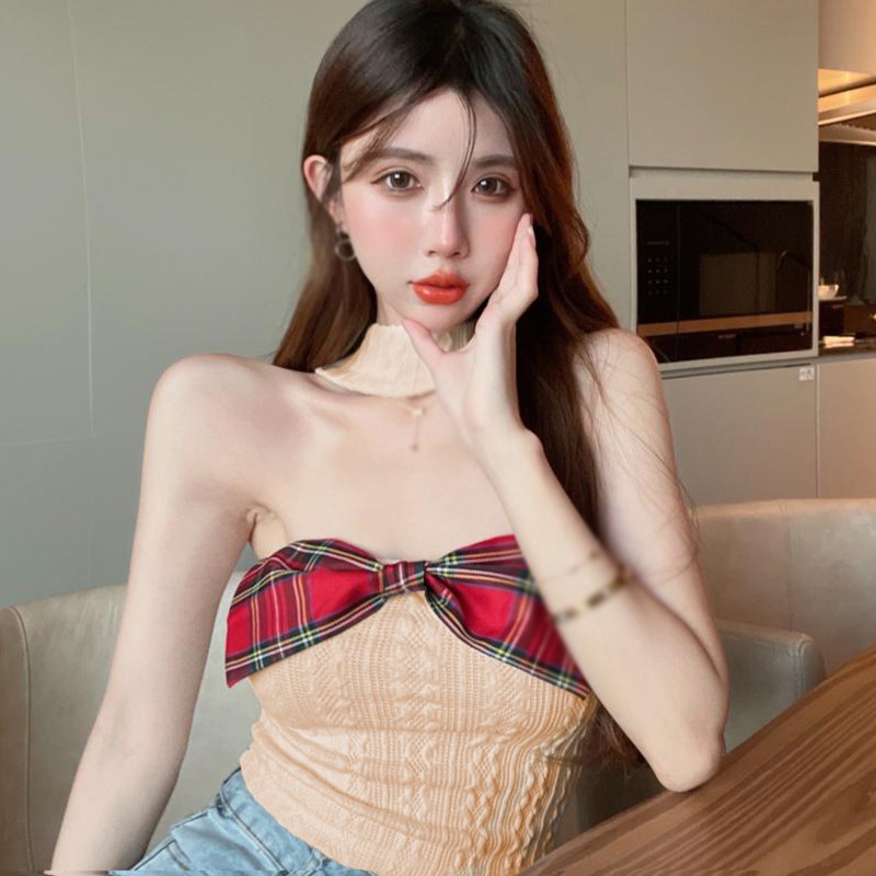Áo Croptop Dệt Kim Hai Dây Dáng Ôm Thời Trang Dành Cho Nữ