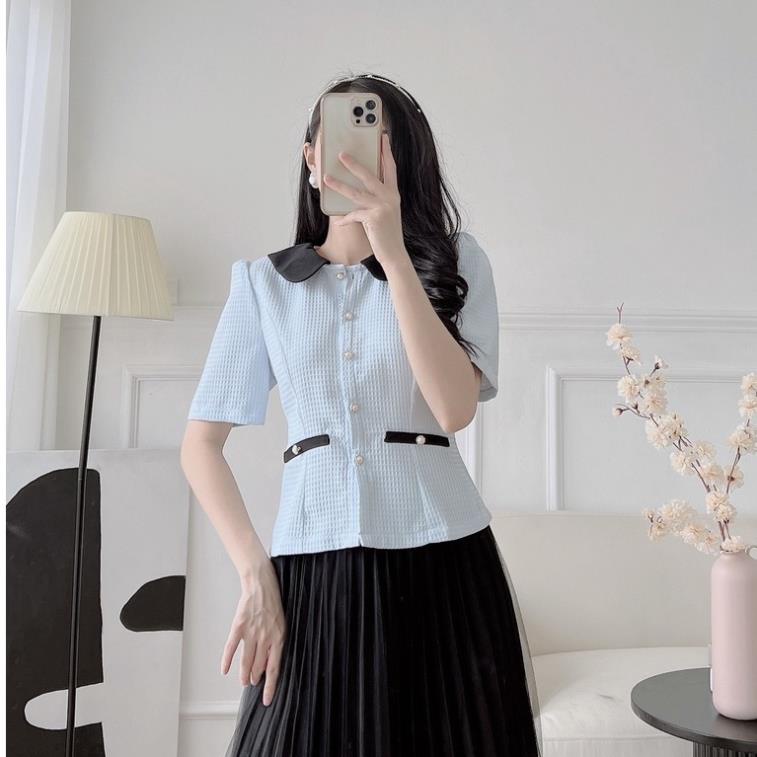 Set váy kí cố đức giả chân váy đen cạp chun chất liệu Sốp Hàn cao cấp giữ form dáng Eva Fashion