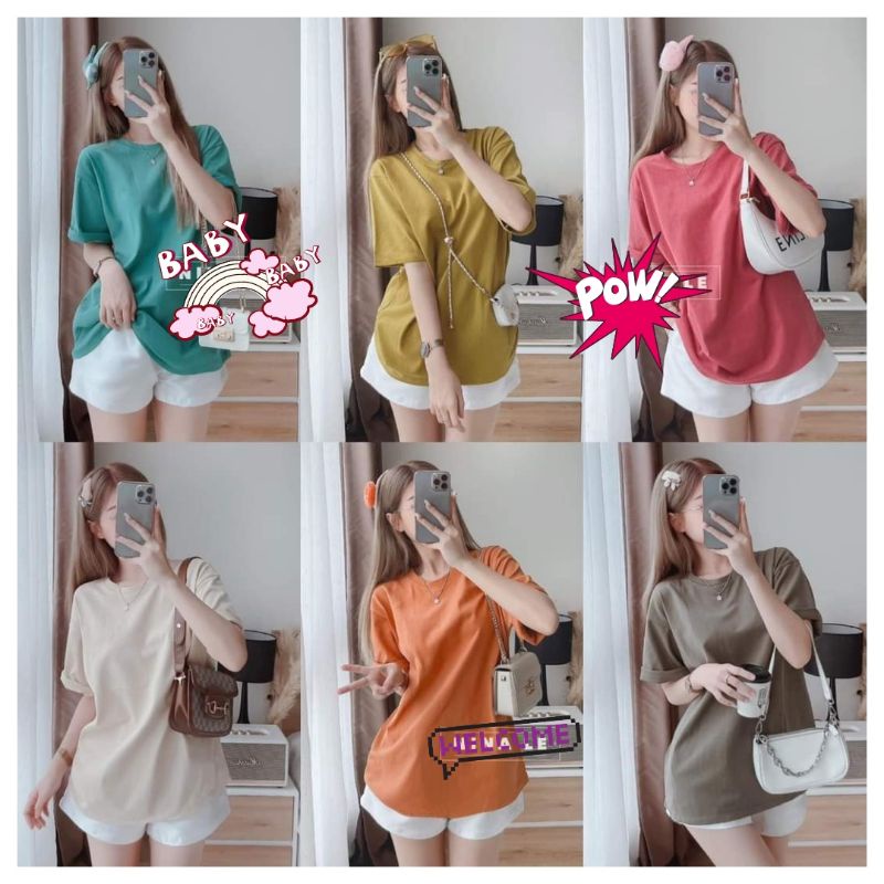 [Size 40kg-70kg] Áo thun trơn thời trang nhiều màu form rộng dày mịn