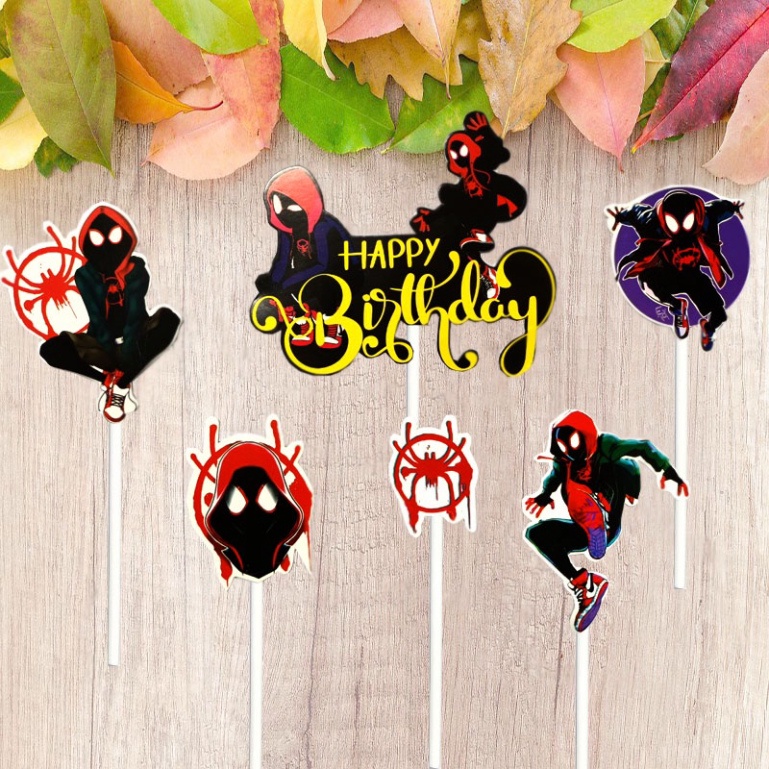 đồ cắm bánh kem sinh nhật [FREESHIP❤️] tổng hợp các set giấy cắm siêu nhân nhện