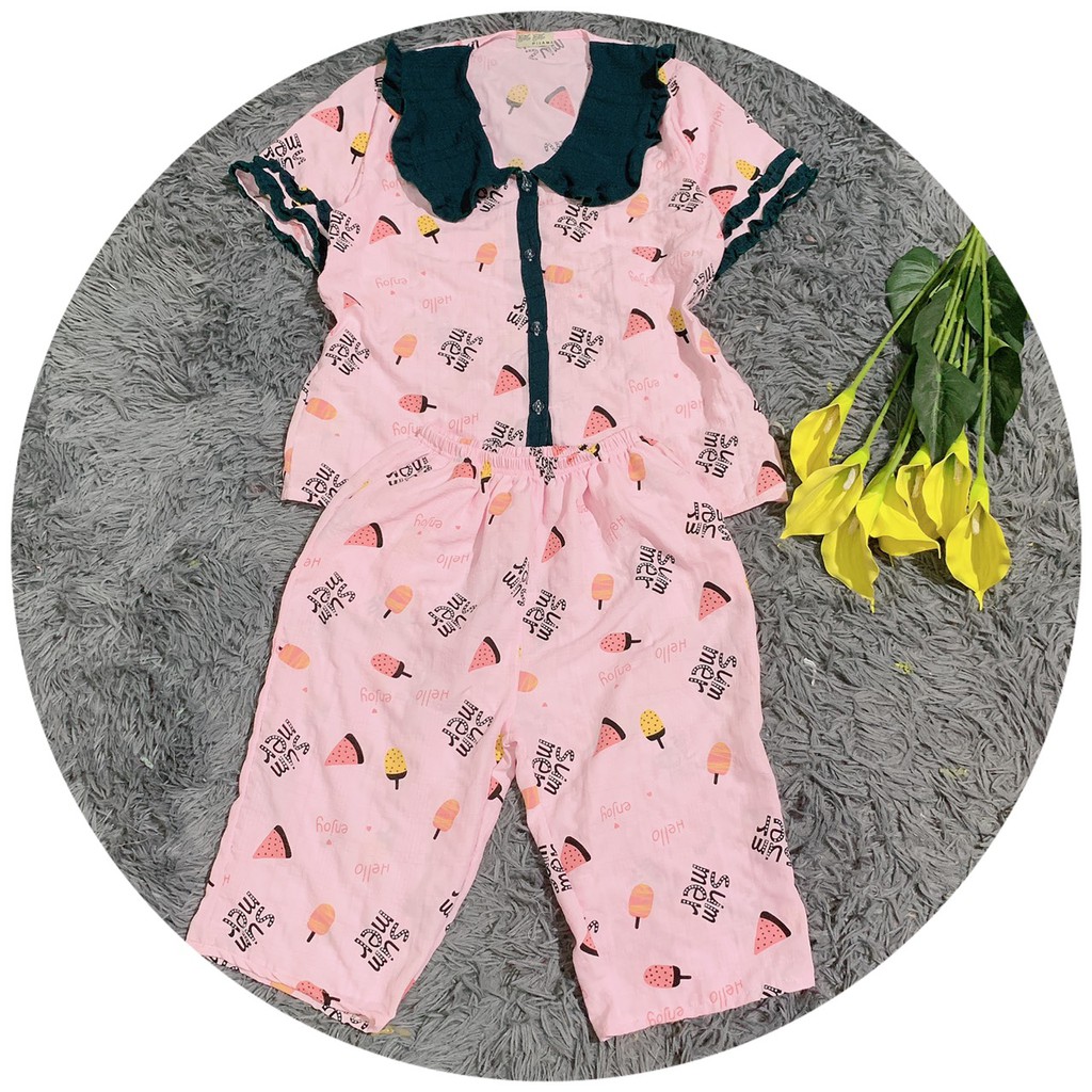Đồ Bộ pijama ĐŨI Tiểu Thư Quần Lửng- form 40-60kg