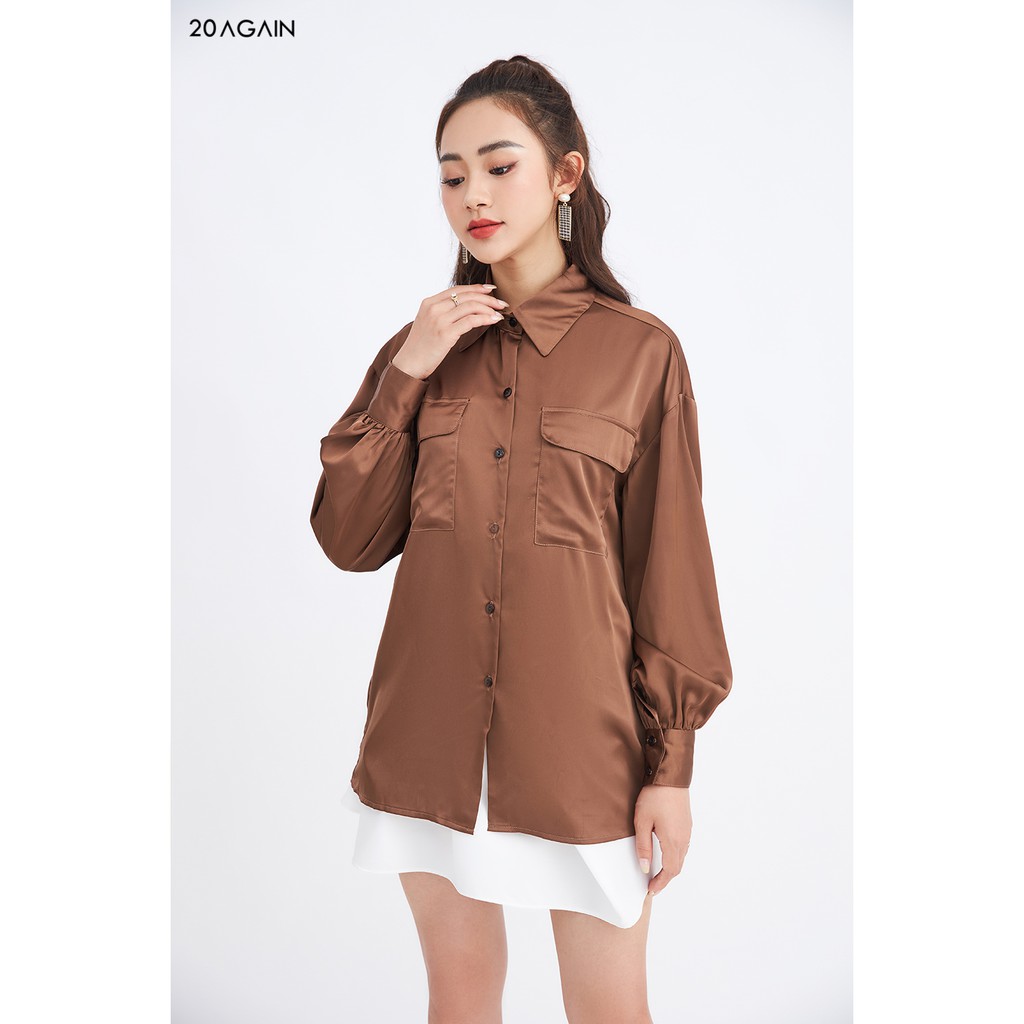 Áo sơ mi hai túi ngực chất lụa cao cấp 20AGAIN ASA1686