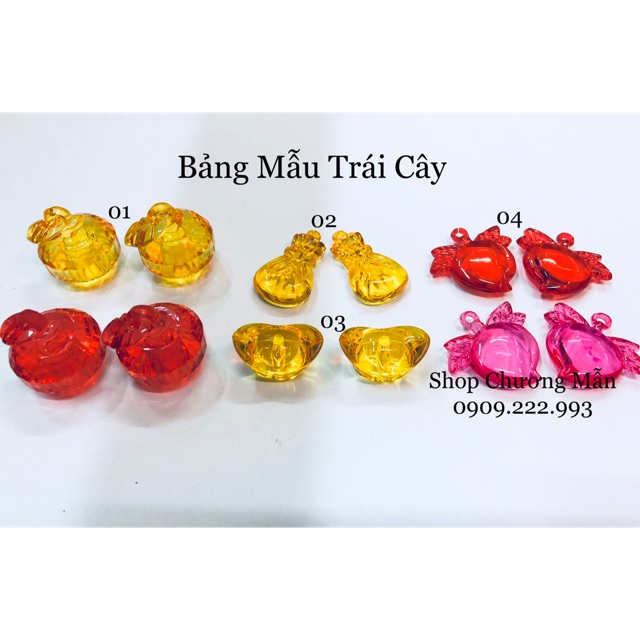 100G Hình Trái Cây Pha Lê Nhựa Trang Trí