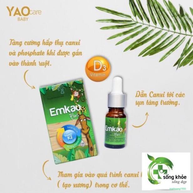 EMKAO plus vitamin d3 kết hợp k2 - Giúp bé phát triển hệ xương, răng, giảm quấy khóc đêm ở trẻ, phát triển chiều cao