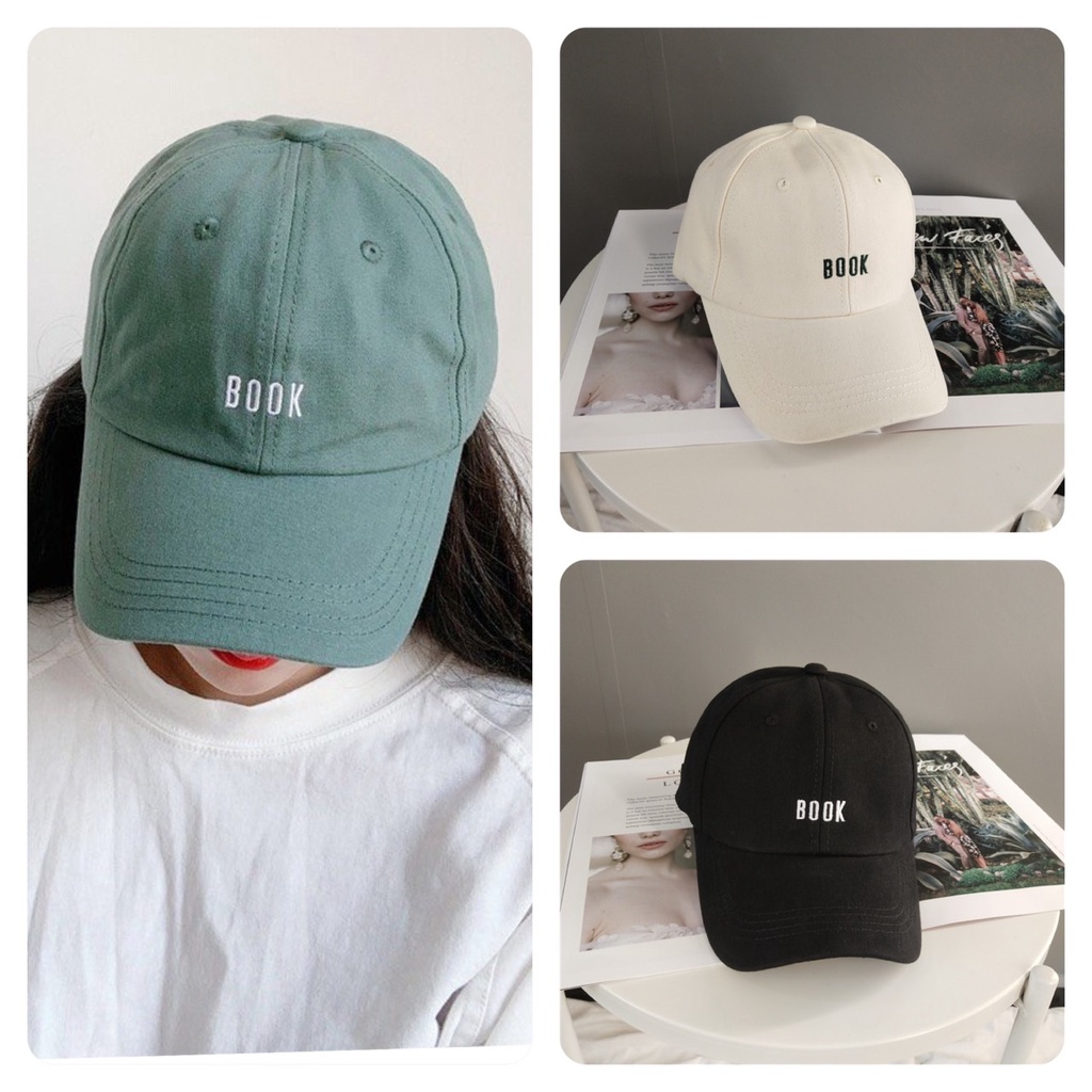 Mũ lưỡi trai thêu chữ Book Nón kết nhiều màu phong cách Ulzzang form unisex nam nữ