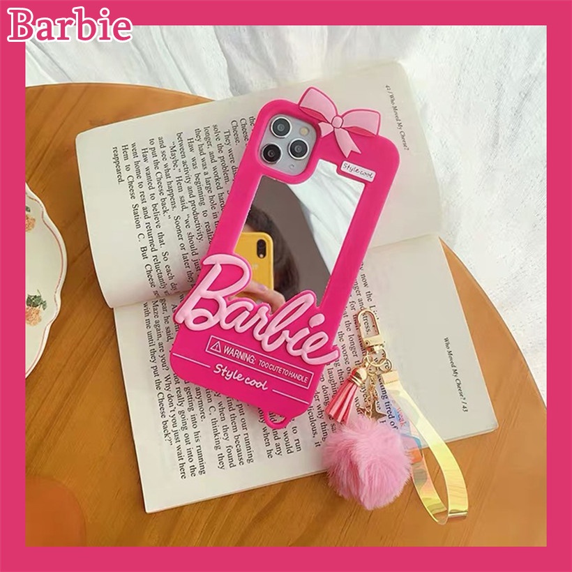 Ốp Điện Thoại Silicon Gắn Gương In Chữ Barbie Cho iPhone 14 Pro Max 13 Pro Max 12 Pro Max 11 Pro Max 7 8 Plus