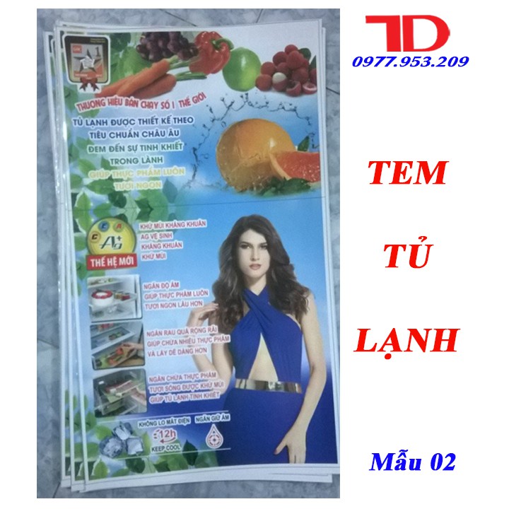 Tem dán tủ lạnh trang trí + tặng băng keo 2 mặt