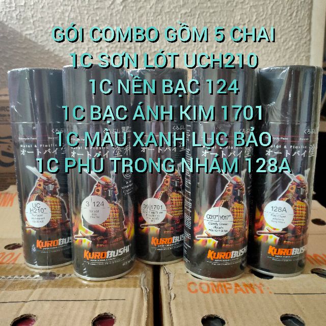 COMBO sơn Samurai màu xanh lục bảo nhám mờ Y017 gồm 5 chai chuẩn quy trình bền đẹp