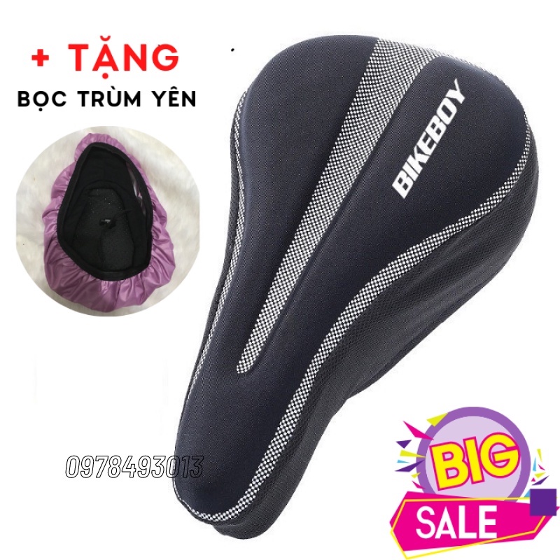 Đệm Bọc Yên Xe Đạp Leo Núi Loại Xịn Bằng Silicon Gel Thoáng Khí Siêu Mềm Bikeboy [Tặng kèm Bọc che mưa]