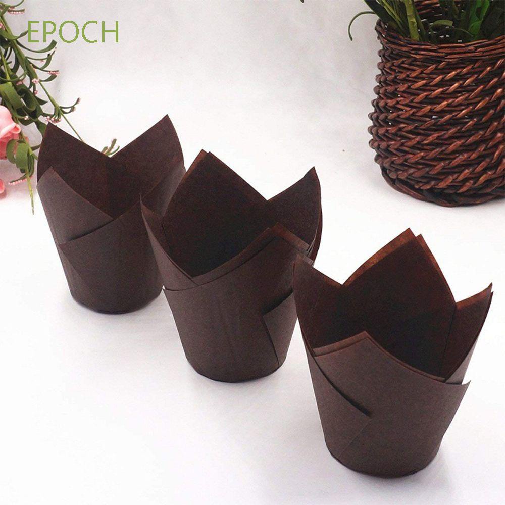 Set 50 Cốc Giấy Làm Bánh Cupcake Hình Hoa Tulip Nhiều Màu