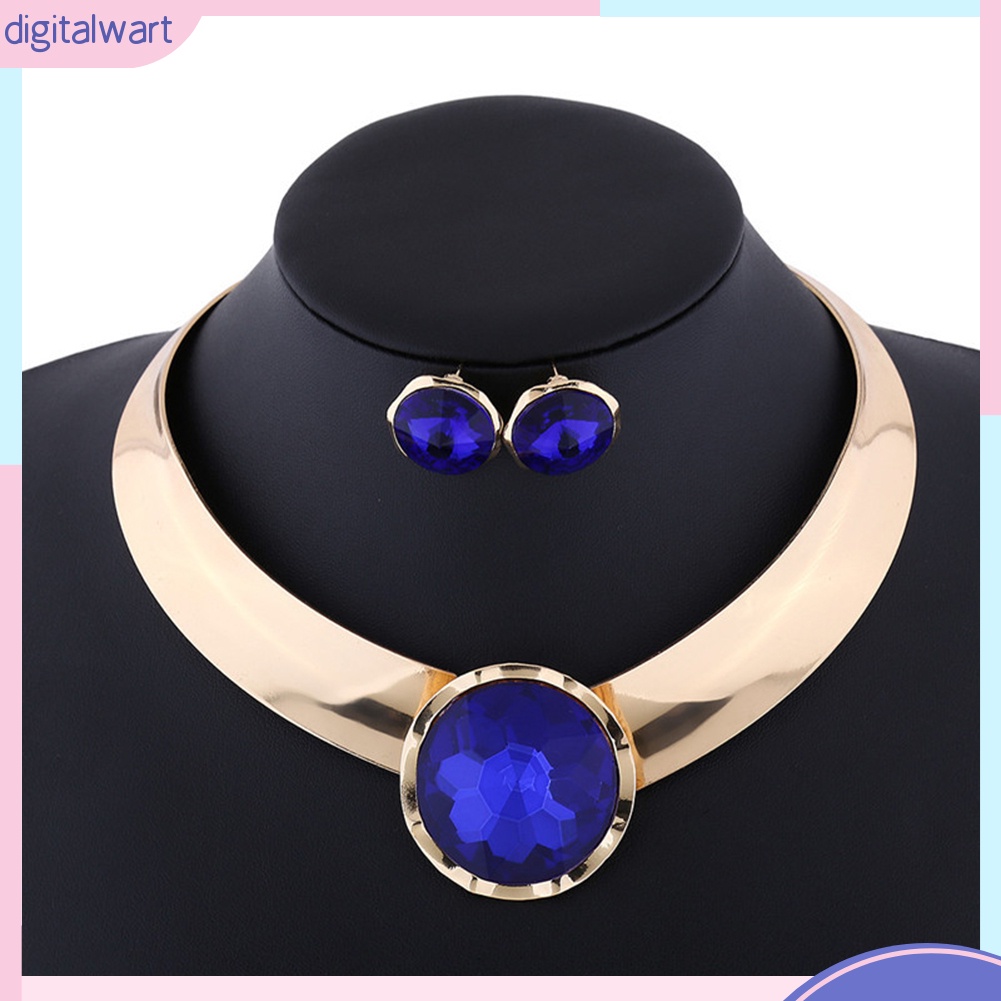 Bộ Dây Chuyền + Bông Tai Đính Đá Zircon Thời Trang Cho Nữ