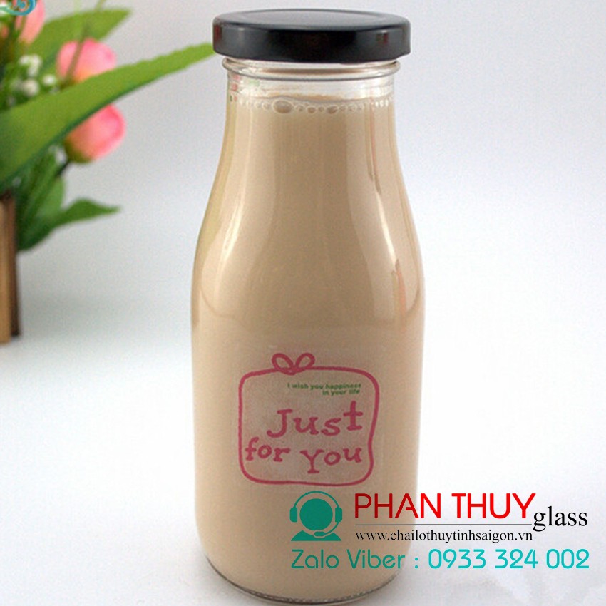 Chai Thủy Tinh 300ml nắp Thiết Đen