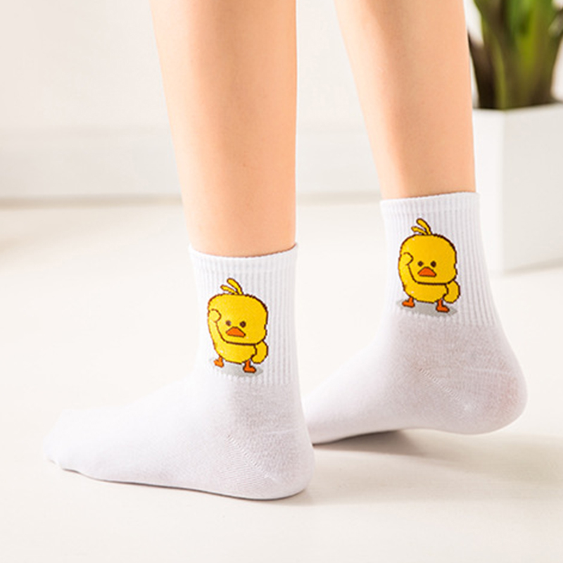 Set 2 Đôi Vớ In Hình Vịt Con Dễ Thương Cho Nữ