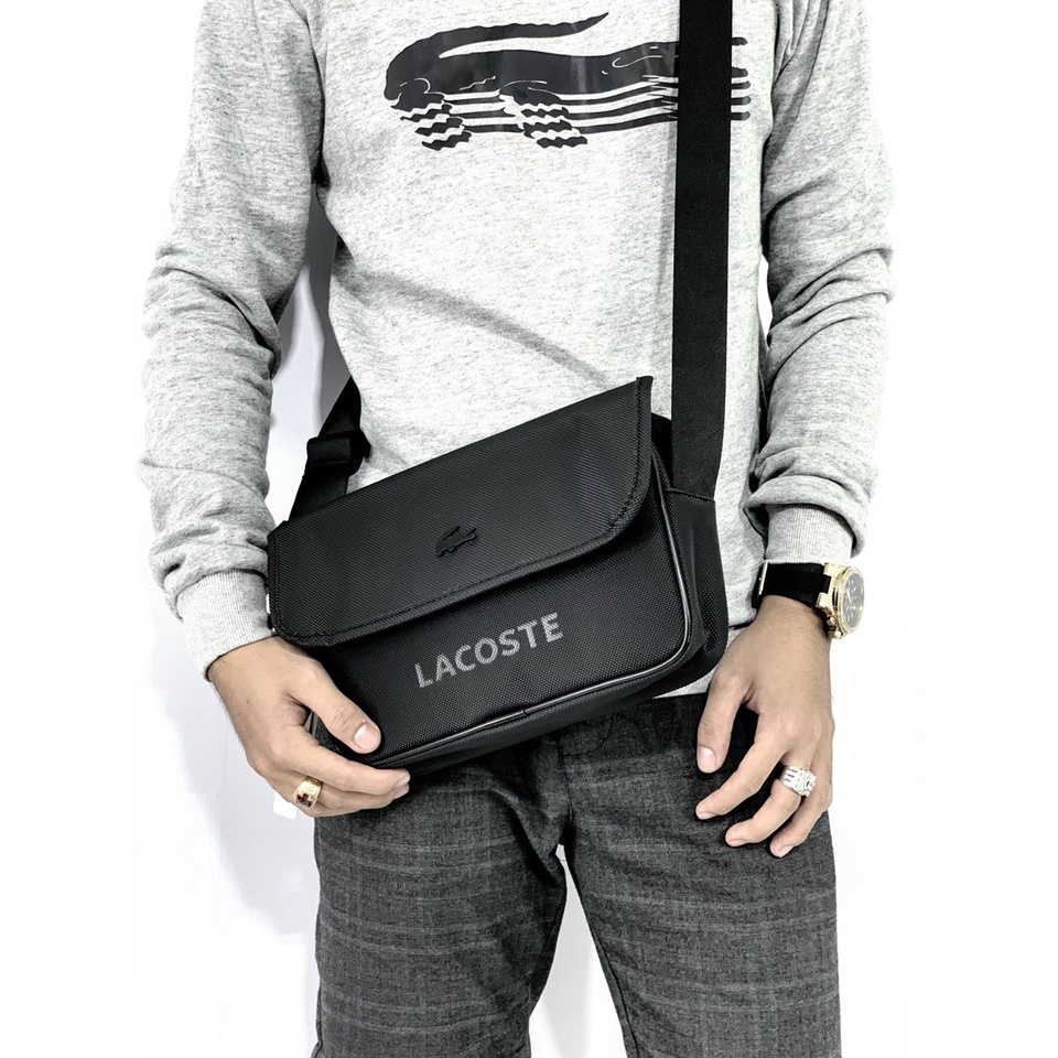 Túi đeo chéo nam crossbody messenger lacossste logo kim loại - Hàng xuất xịn [ HONGPHUC ]