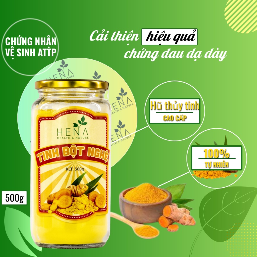 Tinh Bột Nghệ nguyên chất Hena 500g, Tinh Bột Nghệ Organic Cao Cấp 100% Tự Nhiên Đã Kiểm Định Chất Lượng