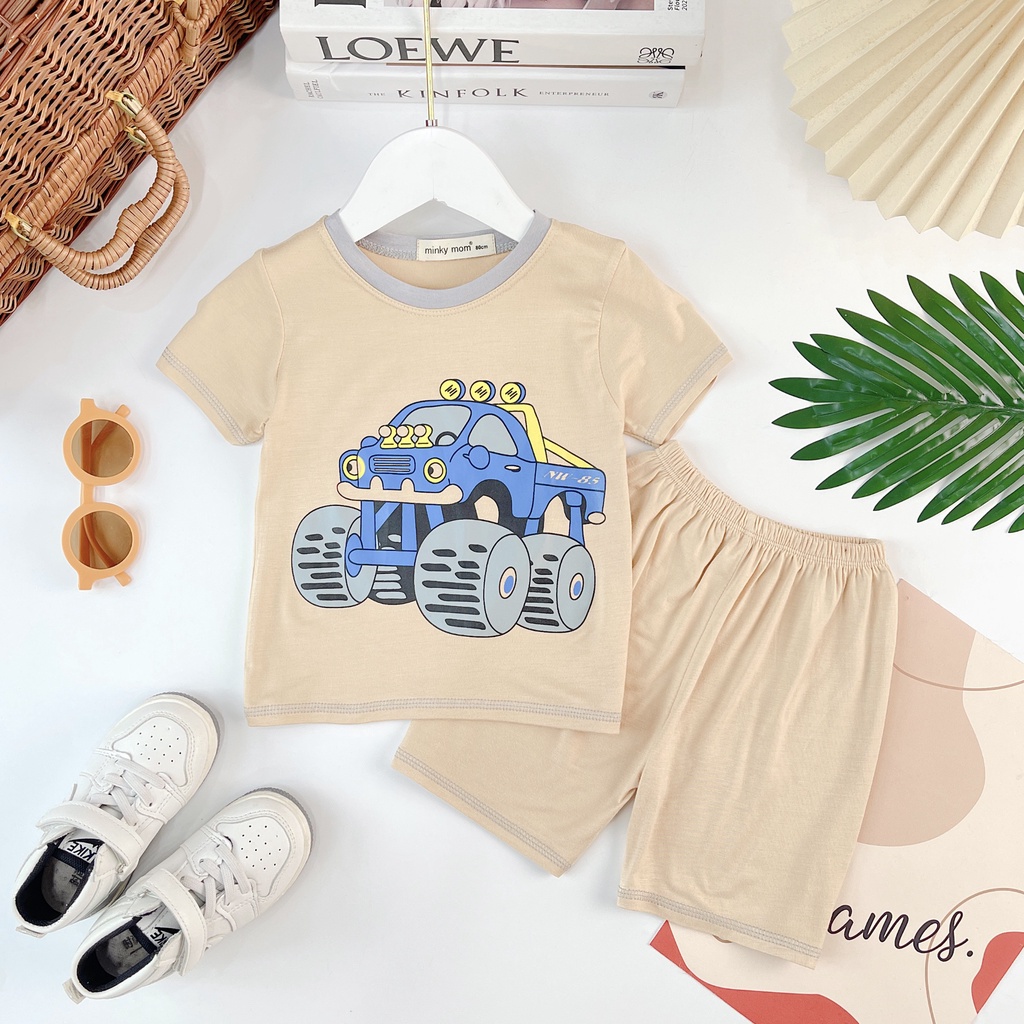 Đồ bộ bé trai gái MINKY MOM size đại cộc tay thun lạnh, bộ quần áo cho bé trẻ em mặc ở nhà 1 2 3 4 5 6 7 8 tuổi BC058