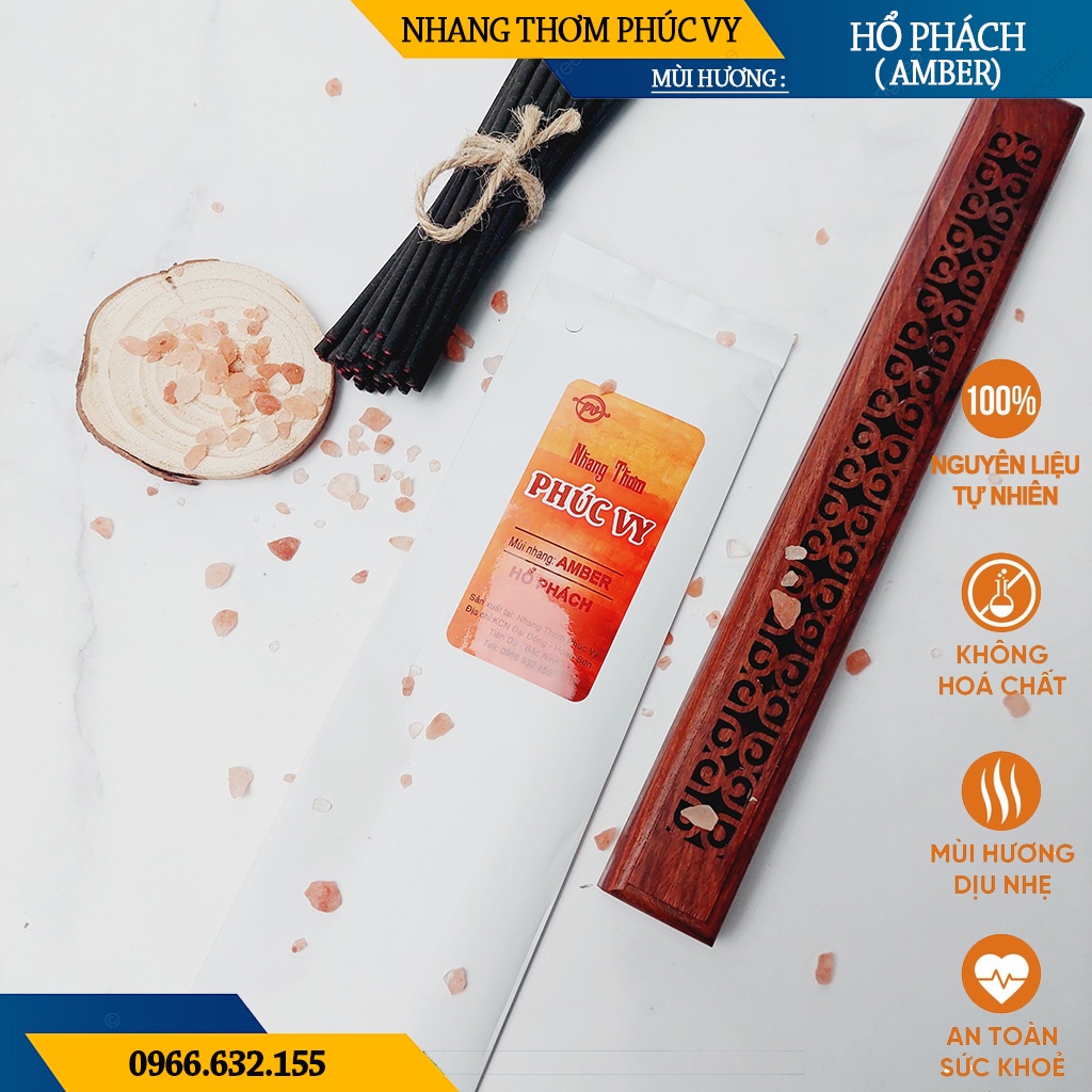 Nhang Thơm Phúc Vy Hương Hổ Phách Amber - Túi 39 Cây 28cm, Ít Khói, Thơm Nhẹ, Dễ Chịu, Không kích mũi