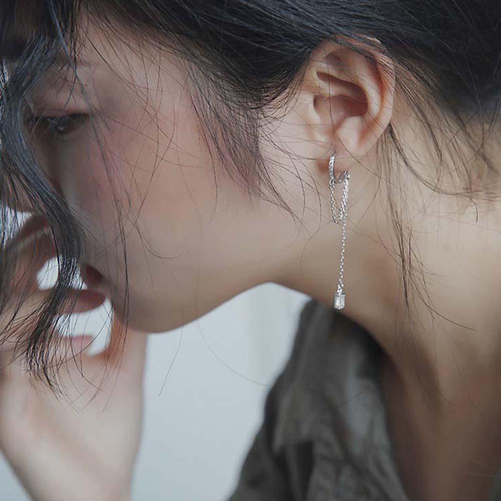 Khuyên Tai Vòng Tròn Phối Tua Rua Dài Đơn Giản Thời Trang Hip hop