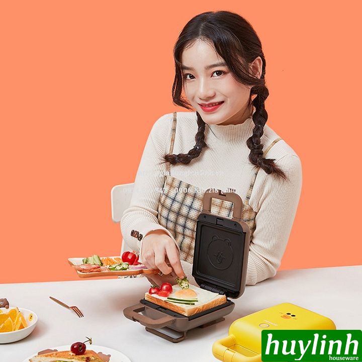 [Mã ELHAMS5 giảm 6% đơn 300K] Máy làm - nướng bánh sandwich, waffle Joyoung Line SK-T1 - 600W [Brown x Sally]