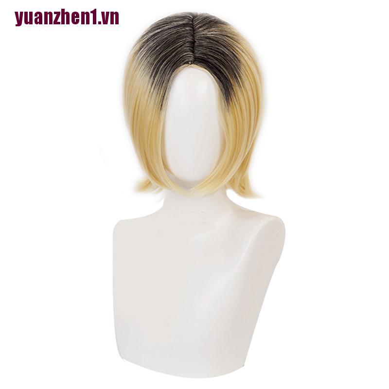 Tóc giả ngắn màu vàng hóa trang nhân vật Kenma Kozume hoạt hình Haikyuu