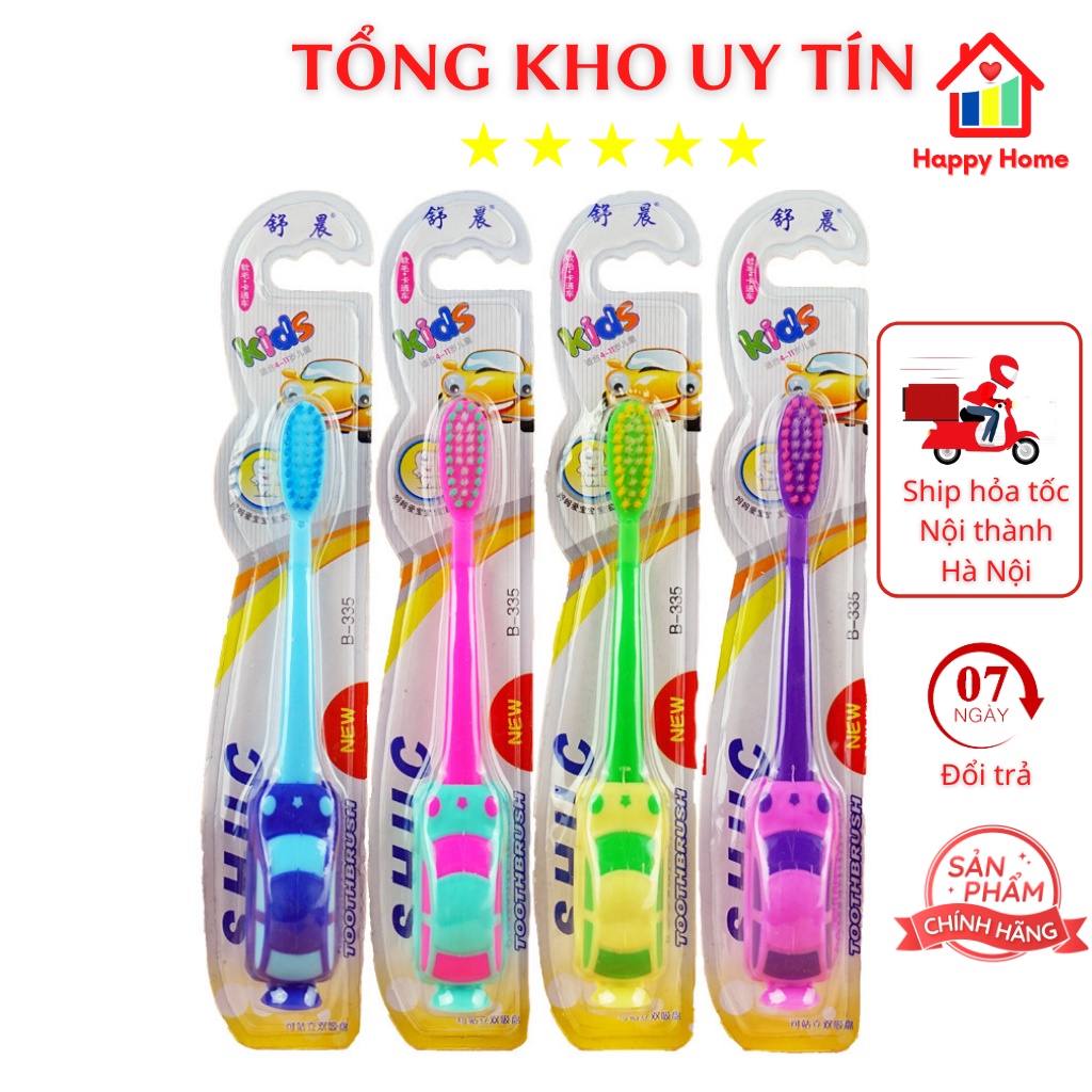 Bàn chải đánh răng trẻ em cao cấp cho bé từ 1 đến 12 tuổi lông mềm, bàn chải đánh răng cho bé Happy Home