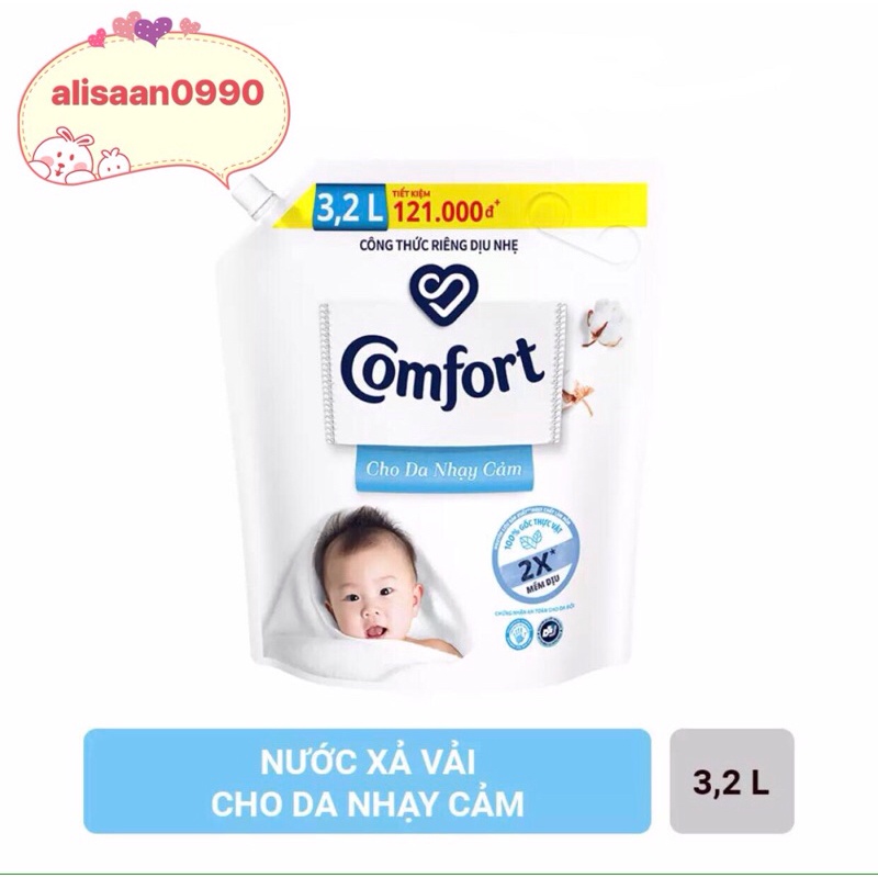 [MẪU MỚI] NƯỚC XẢ VẢI COMFORT CHO DA NHẠY CẢM TÚI 3,2L