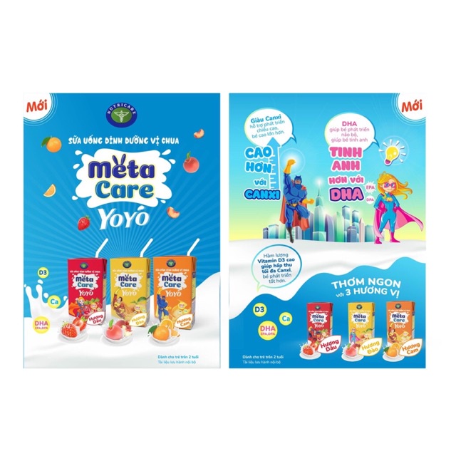 SỮA CHUA UỐNG META CARE YOYO HƯƠNG DÂU/ HƯƠNG CAM