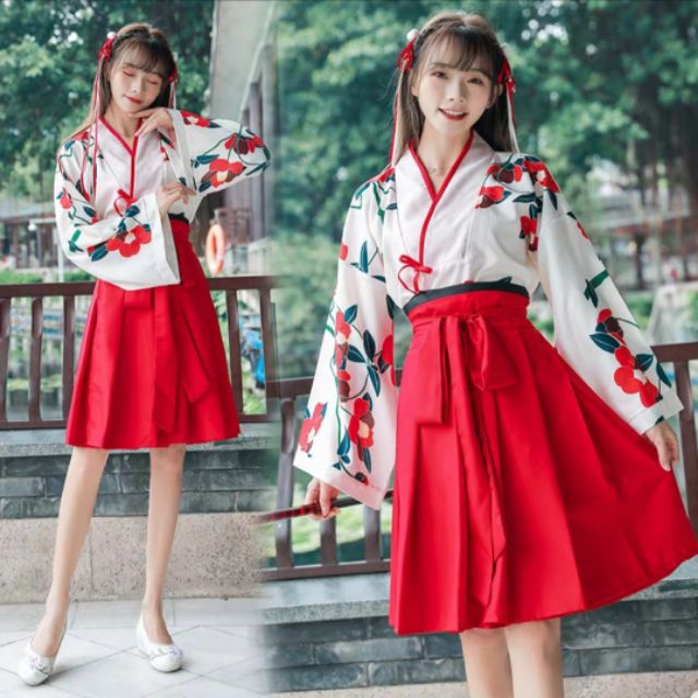 Hán phục Trà Hoa nhẹ nhàng đáng yêu/Trang phục cổ trang váy chiết eo