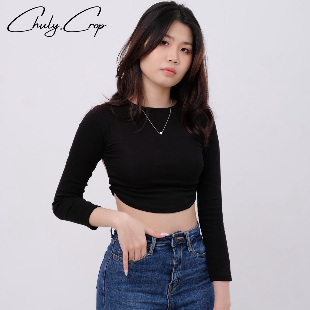 Áo croptop hở lưng tay dài vạn người mê. Áo hở lưng có dây buộc phía sau